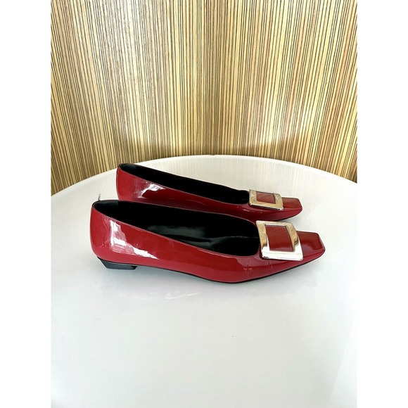 Roger Vivier $750 25mm Belle Patent Leather Low Heel Ballet Flats Red 39.5 9 - Picture 5 of 9